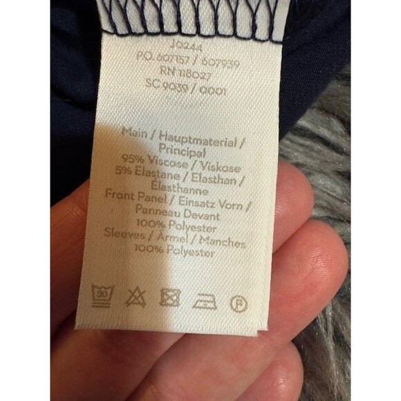 Boden Floral Blouse Top Womens Size 6 Navy Yellow Sheer Sleeves Ruffle - Picture 7 of 11